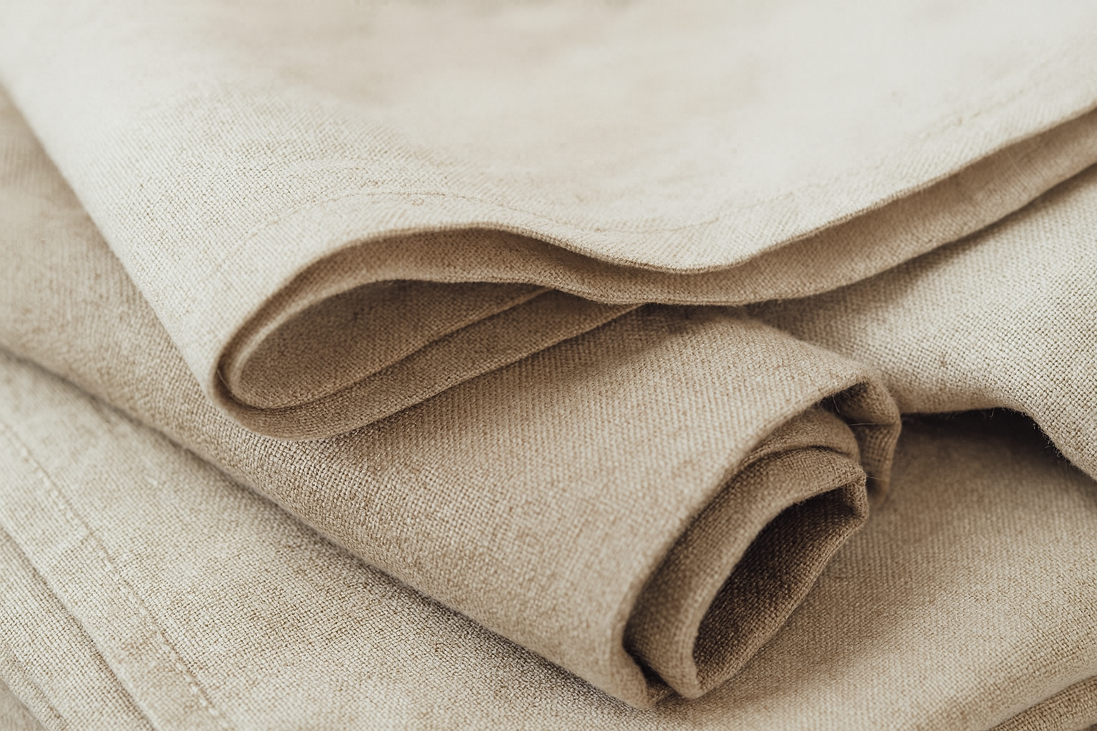 Close-up of folded linen fabric